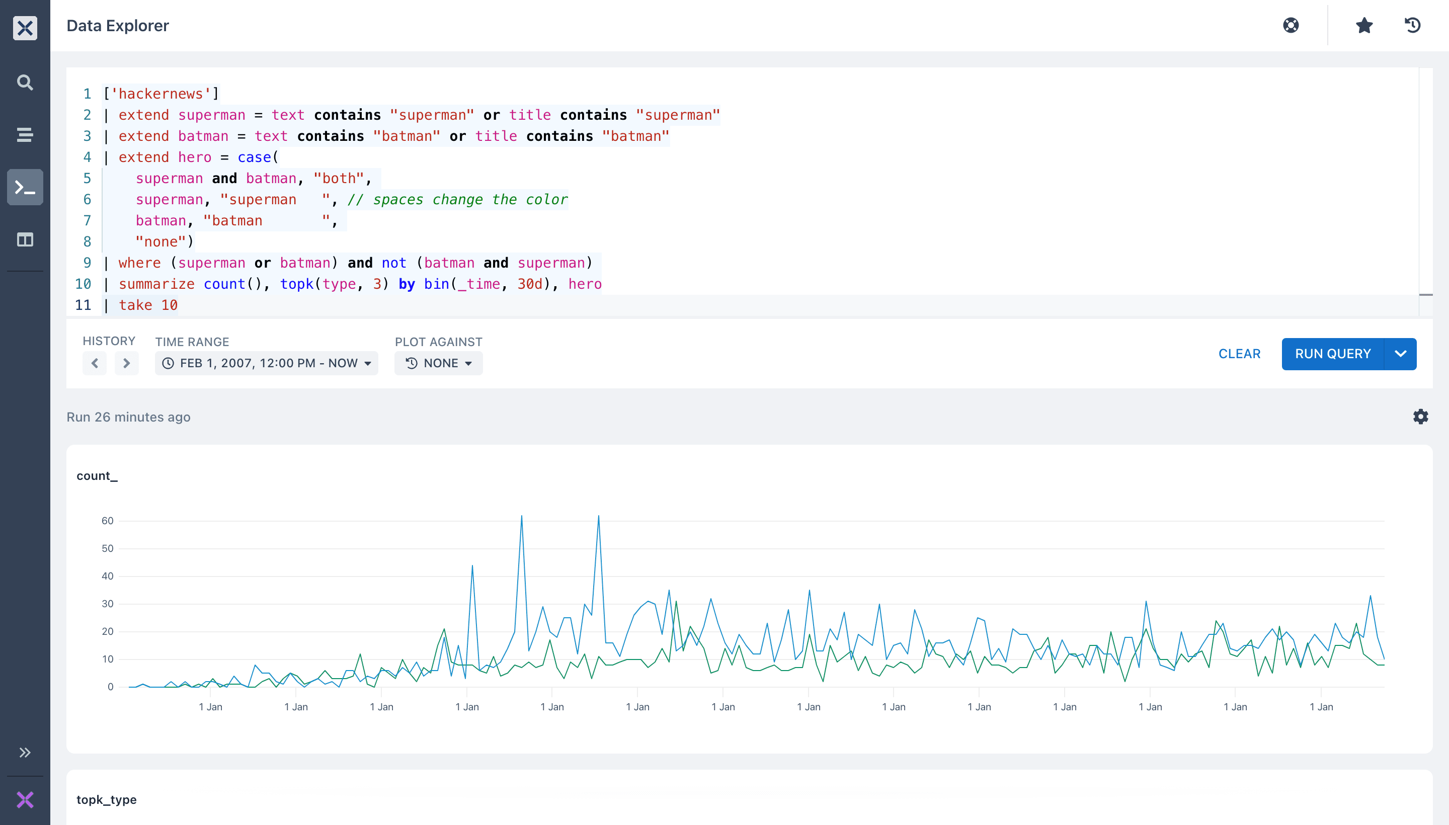 Monitoring using Axiom’s Data Explorer